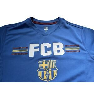 FC BARCELONA Training Jersey Men’s Soccer Medium Football Club Blue Messi Vneck